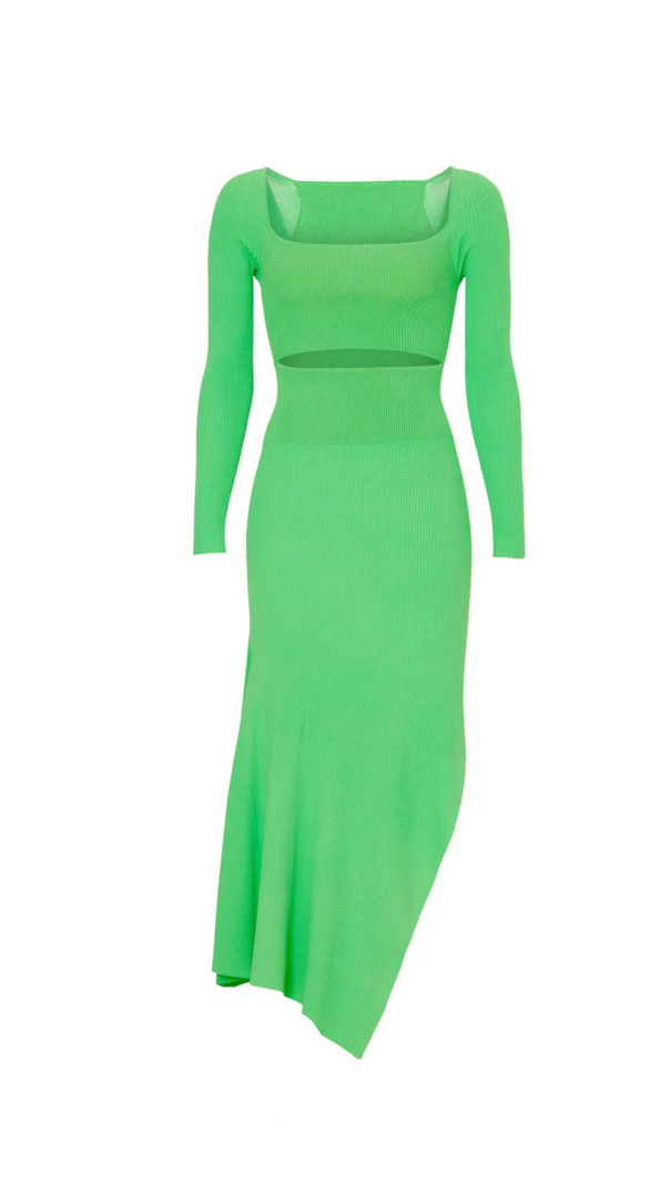 AIIZIE TIFFANY LONG SLEEVE CUTOUT COCKTAIL DRESS IN GREEN - product image