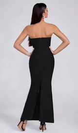 DIAMANTE EMBELLISHED CREPE BLACK GOWN