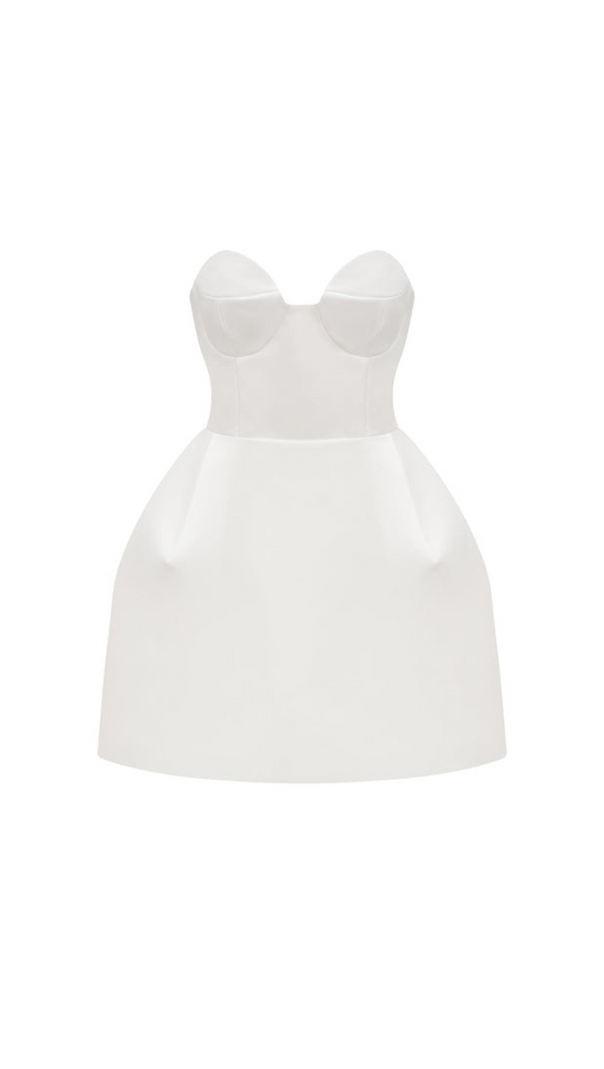 AIIZIE STRAPLESS BUSTIER MINI DRESS IN WHITE - product image