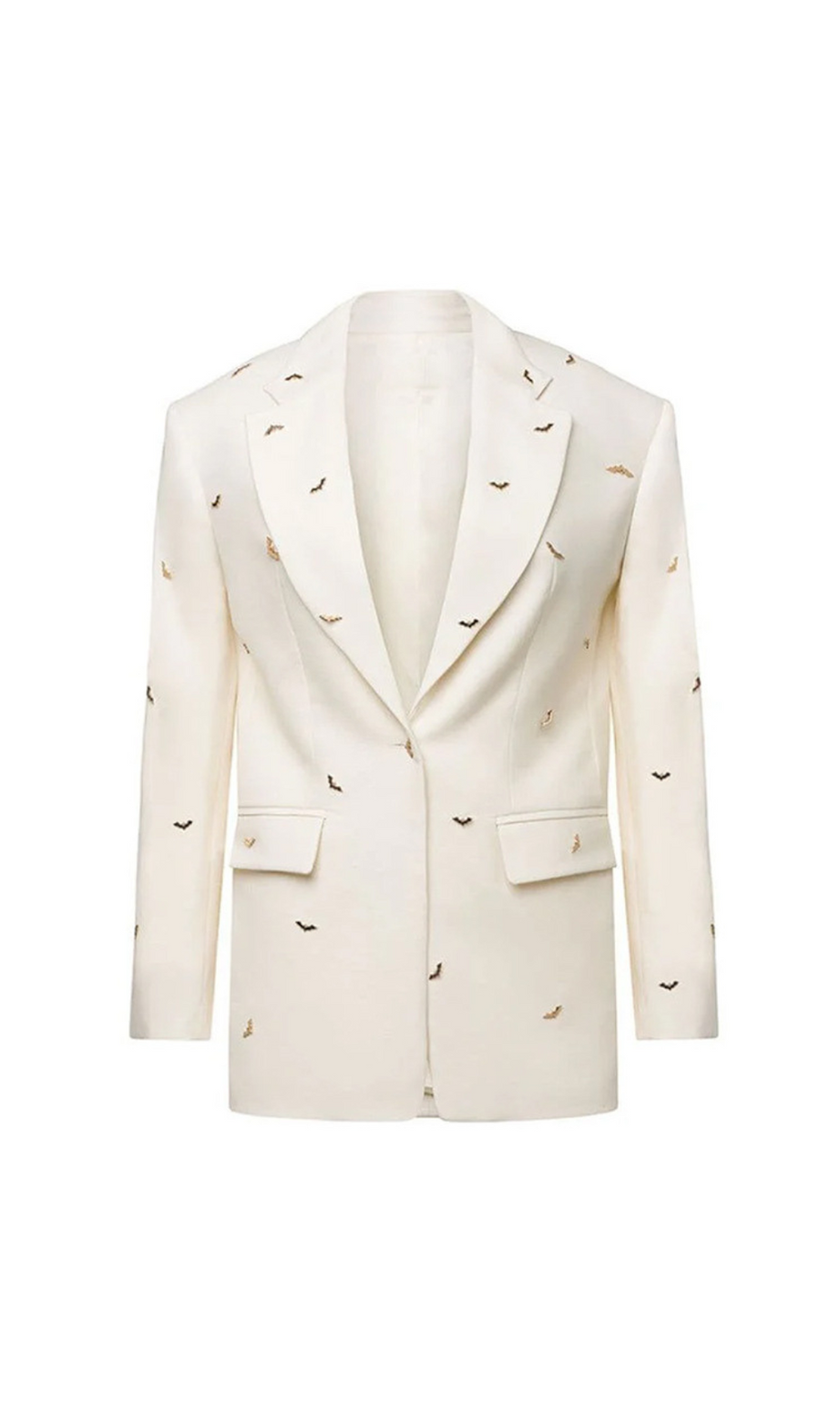 Blazer in Fledermausform mit Verzierung in Weiß