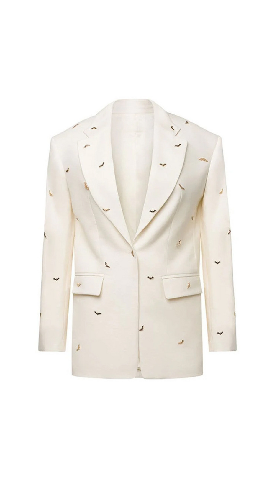 BAT-SHAPE EMBELLISHED BLAZER IN WHITE