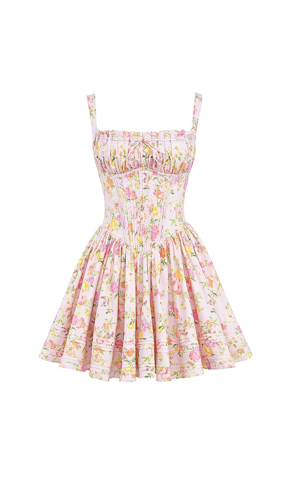 Mini abito in cotone con stampa Pink Meadow