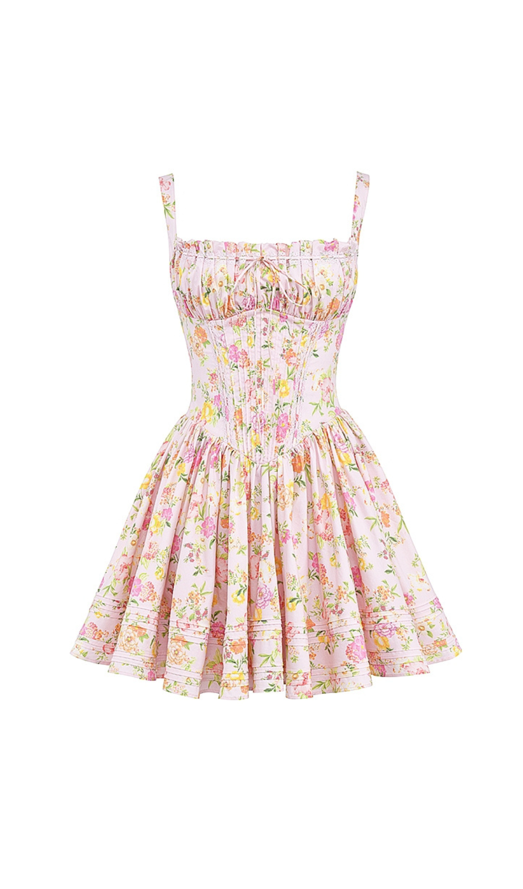 PINK MEADOW PRINT COTTON MINI DRESS