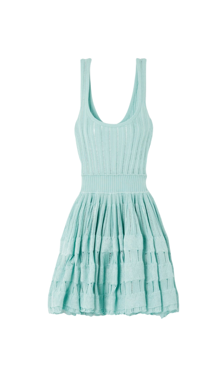 Archetypes ribbed pointelle-knit mini dress in green