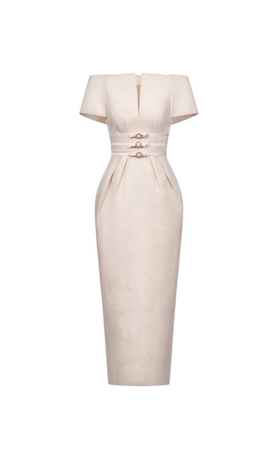 Maxikleid mit V-Ausschnitt in Beige