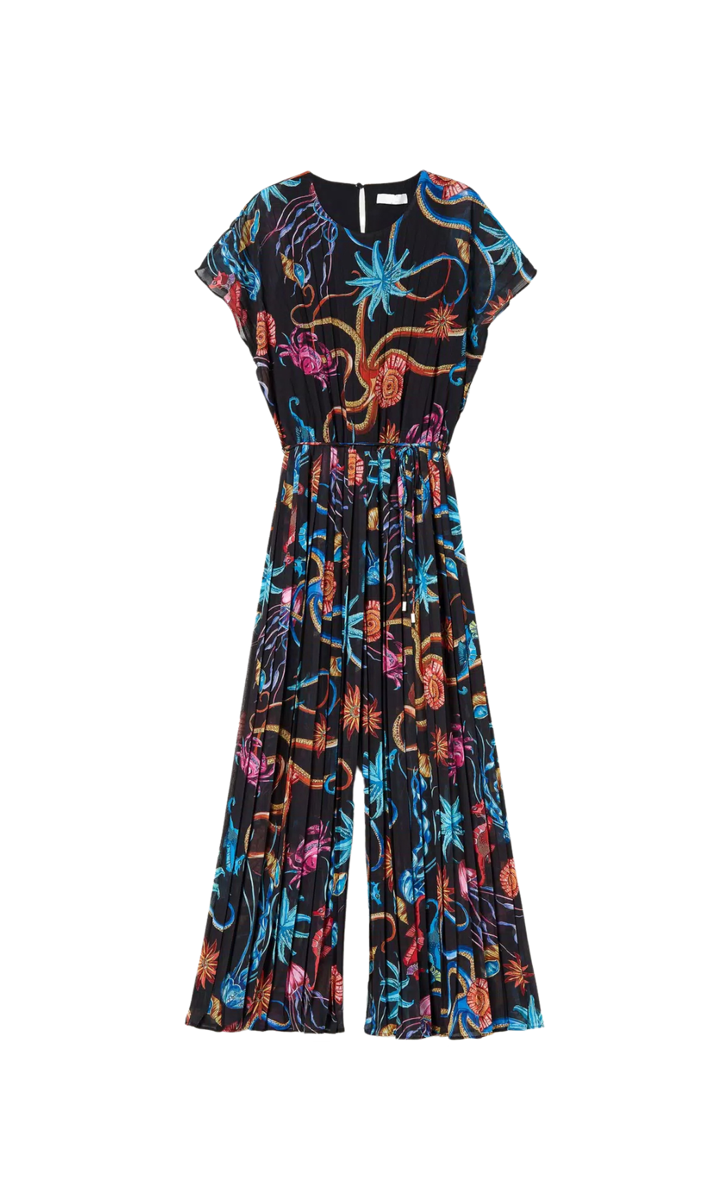 Bedruckter Jumpsuit aus plissiertem Georgette