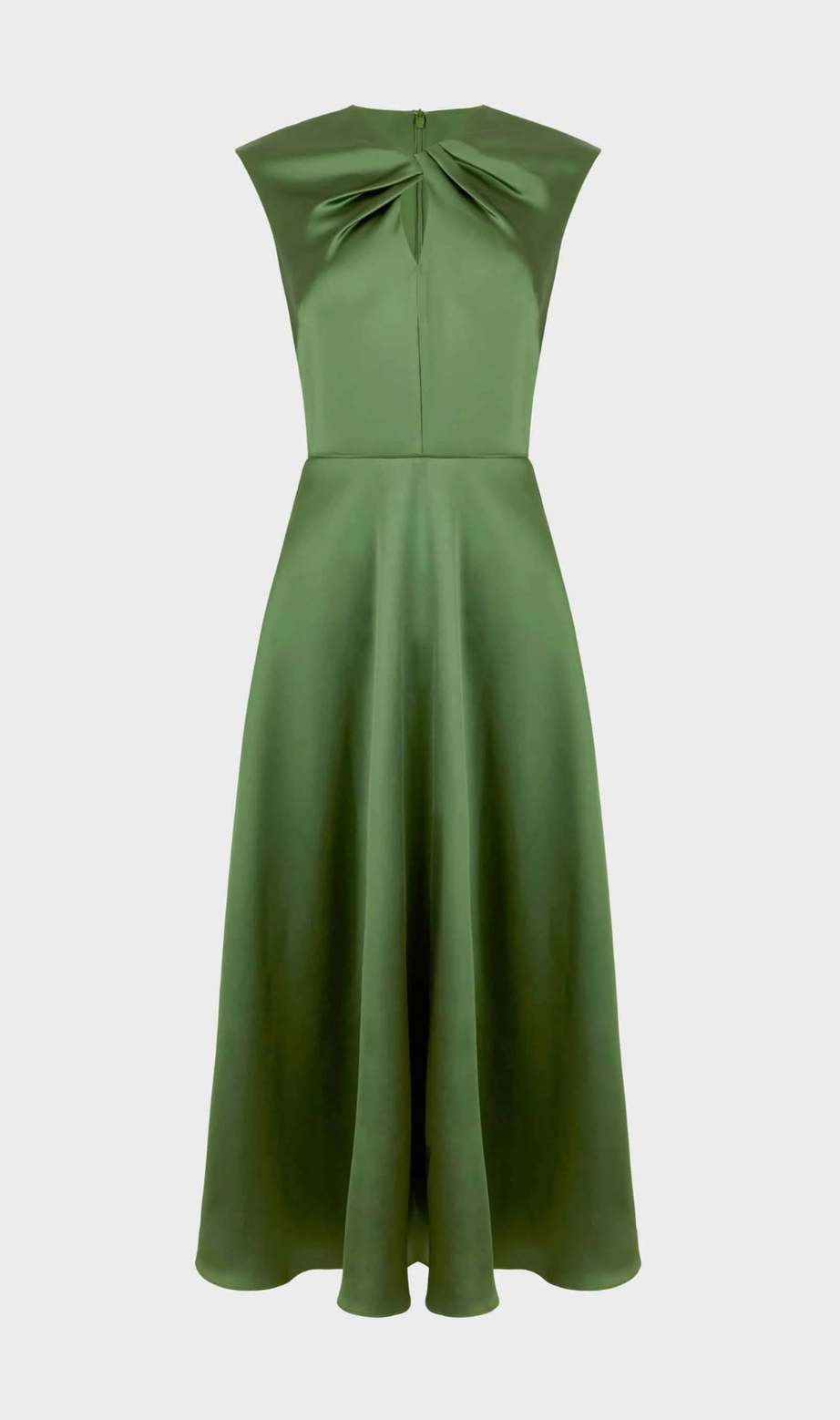 abito midi in raso con scollo a V verde