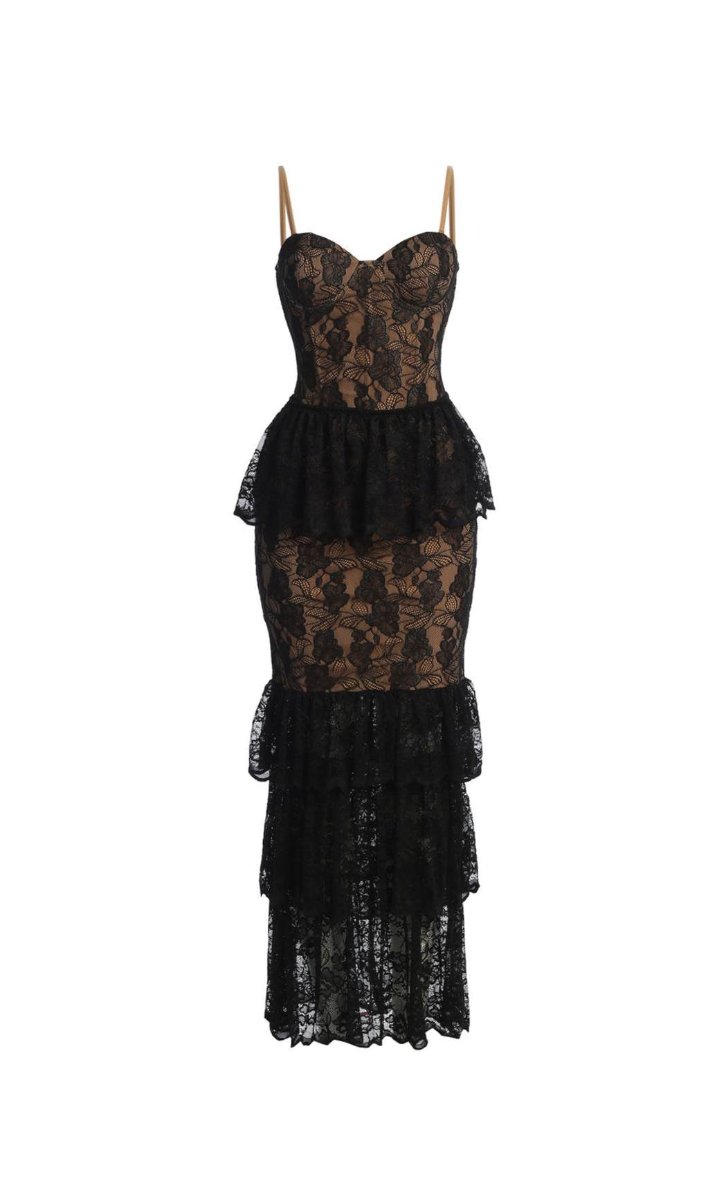 CARLIN LAYER LACE MAXI DRESS IN BLACK