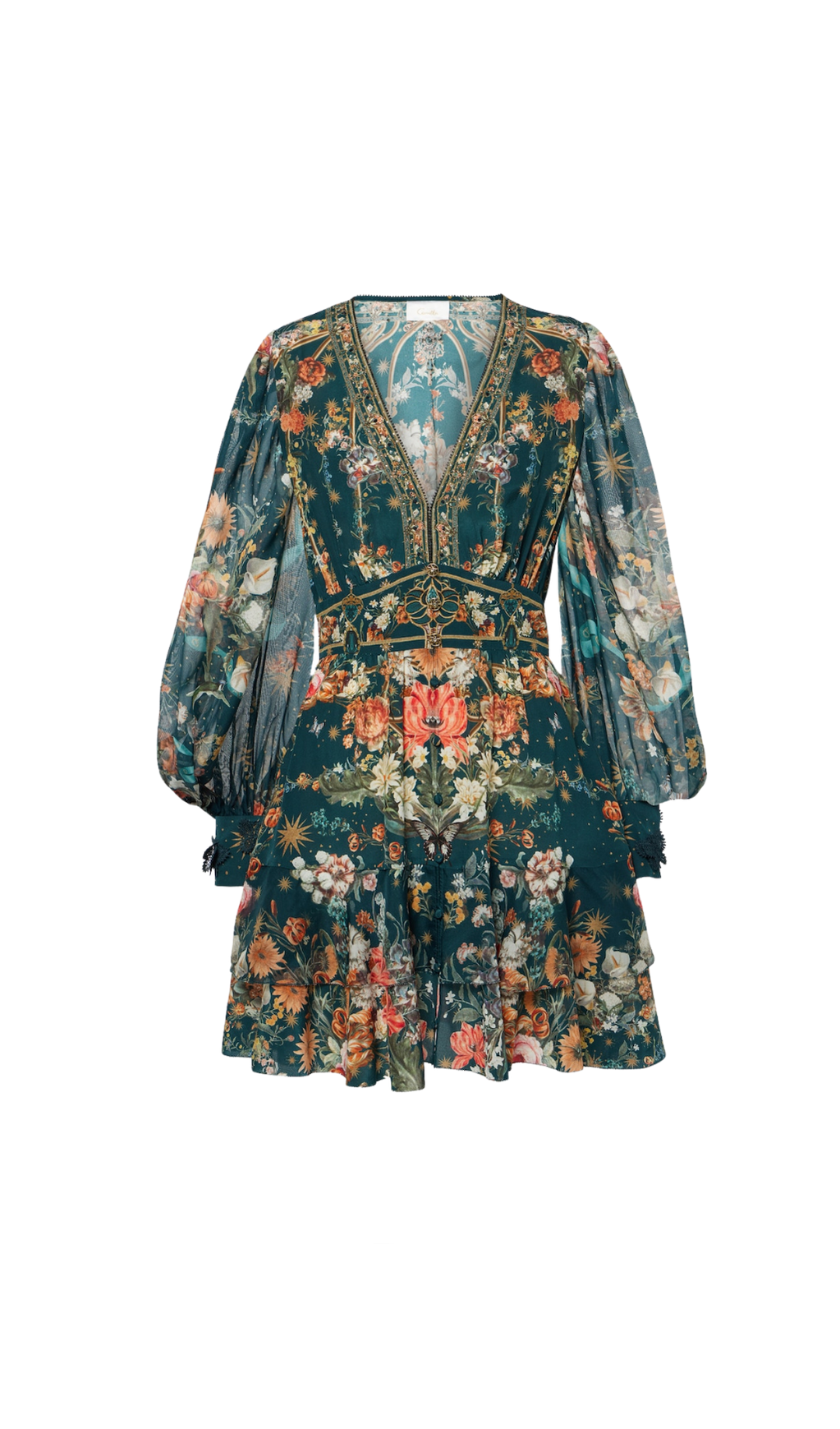 MINIKLEID SHIRLEY AUS SEIDENKREPP MIT BLUMENMUSTER