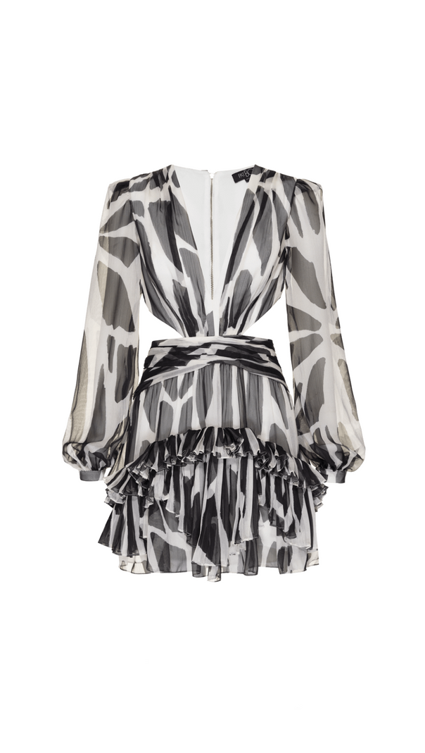 AIIZIE LYUBA BLACK LADY BUG RUFFLED MINI DRESS - product image