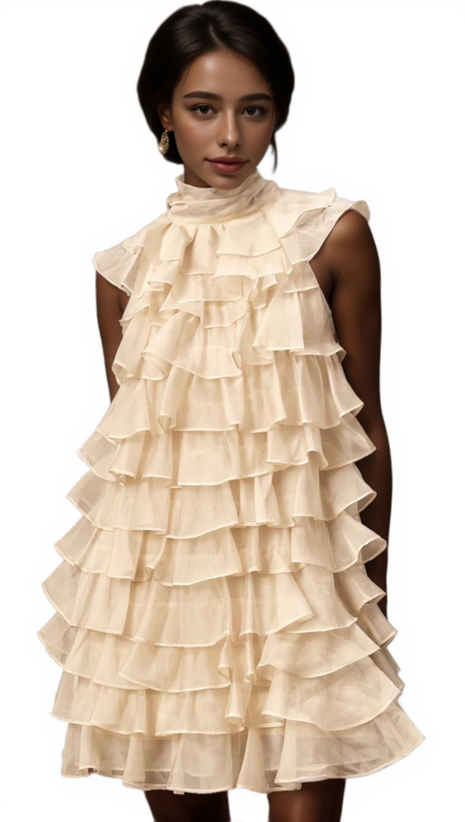 JESSICA TIERED FLOUNCE SLEEVELESS MINI DRESS