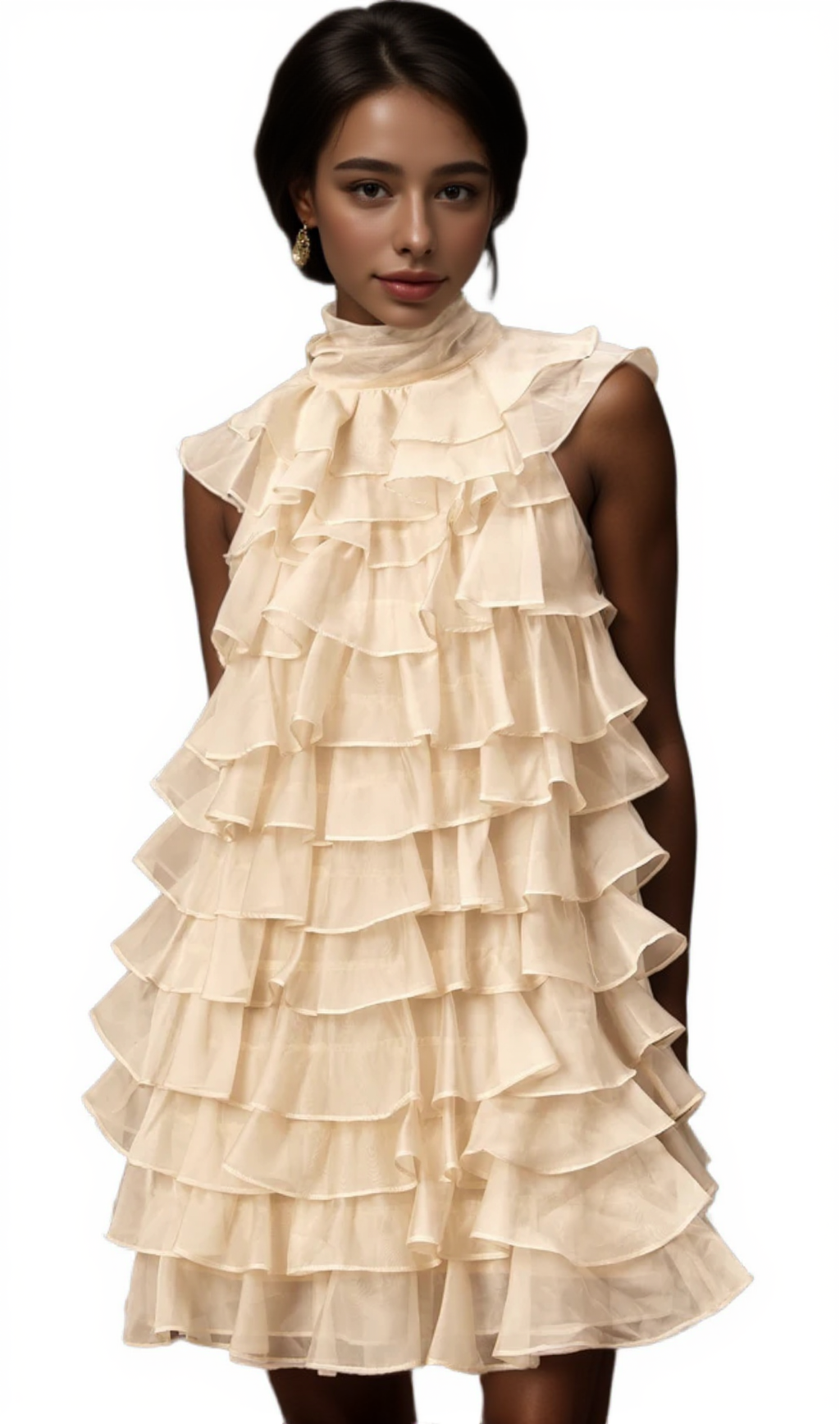 JESSICA TIERED FLOUNCE SLEEVELESS MINI DRESS