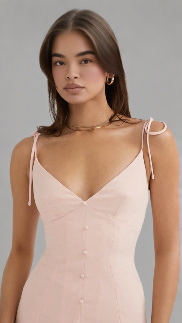 AIIZIE BLUSH SLIT MIDI SUN DRESS - product image