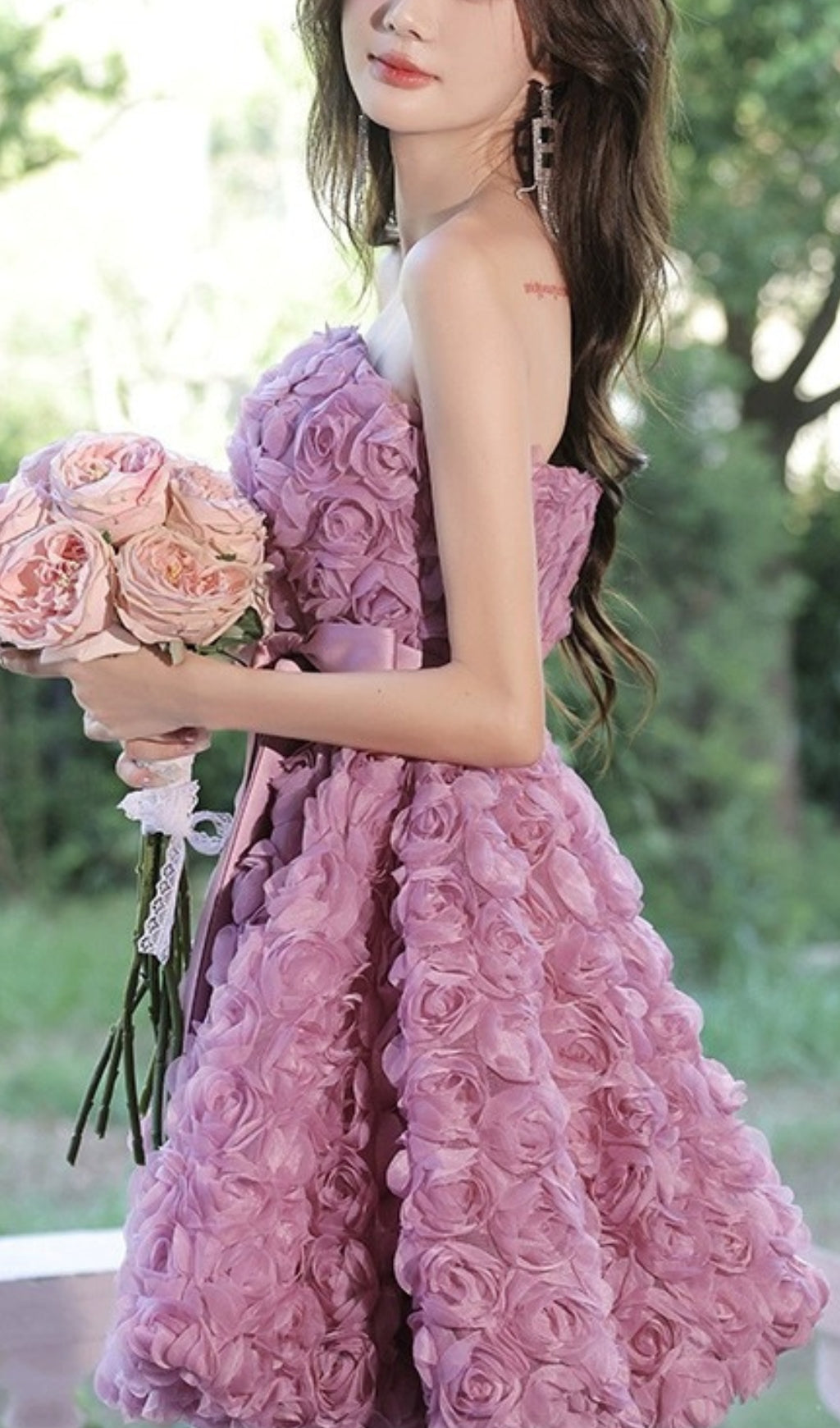 AIIZIE ROSE FLOWER STRAPLESS MINI DRESS - product image