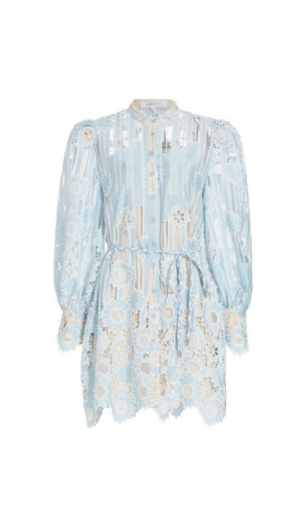 AIIZIE JETSETTER HOLLOW LONG SLEEVE MINI DRESS IN BLUE - product image