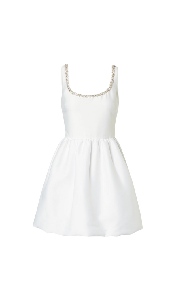 AIIZIE DOROTHY WHITE TAFFETA DIAMANTE MINI DRESS - product image