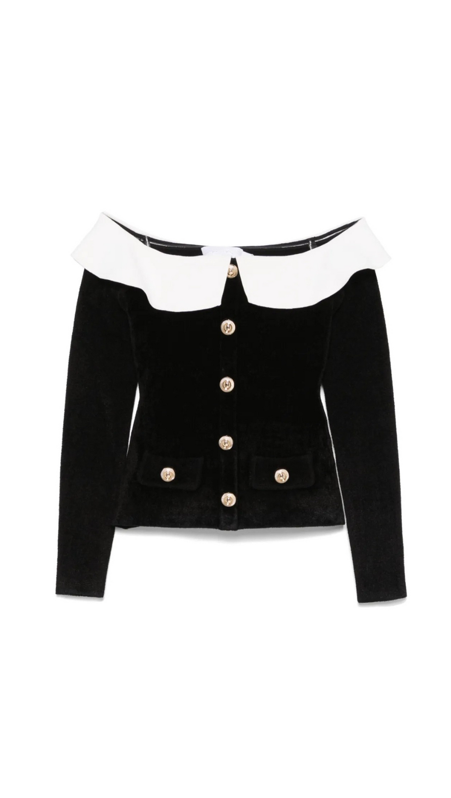 CLAIRE CHENILLE KNIT OFF SHOULDER TOP IN BLACK