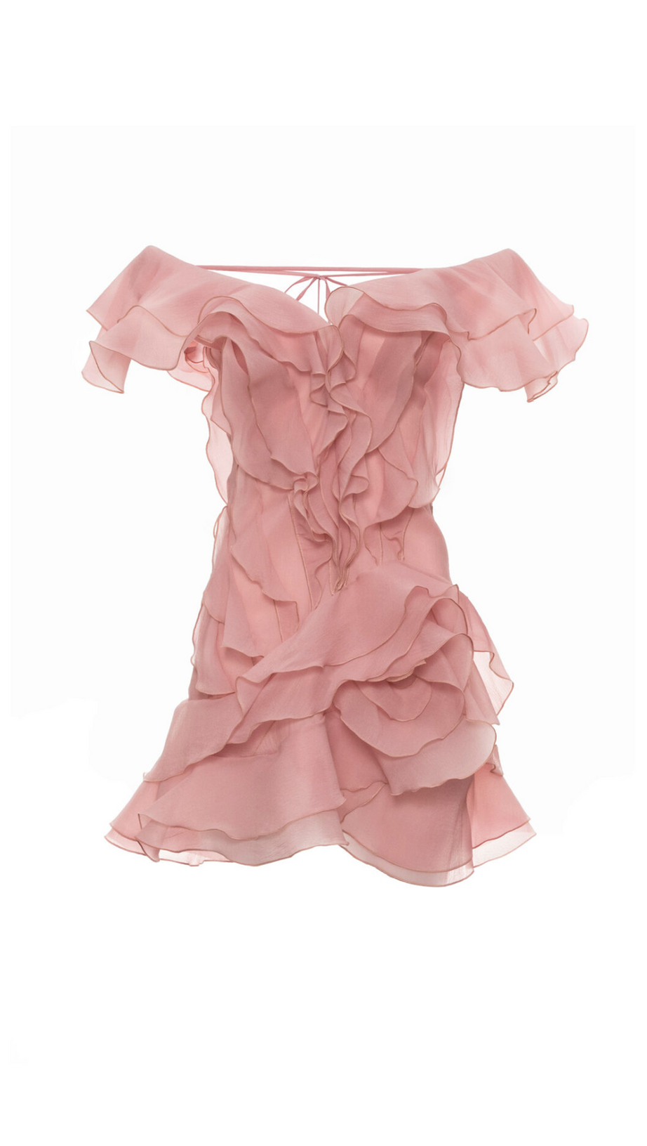 SABRINA RUFFLE LAYERS STRAPLESS MINI DRESS IN PINK
