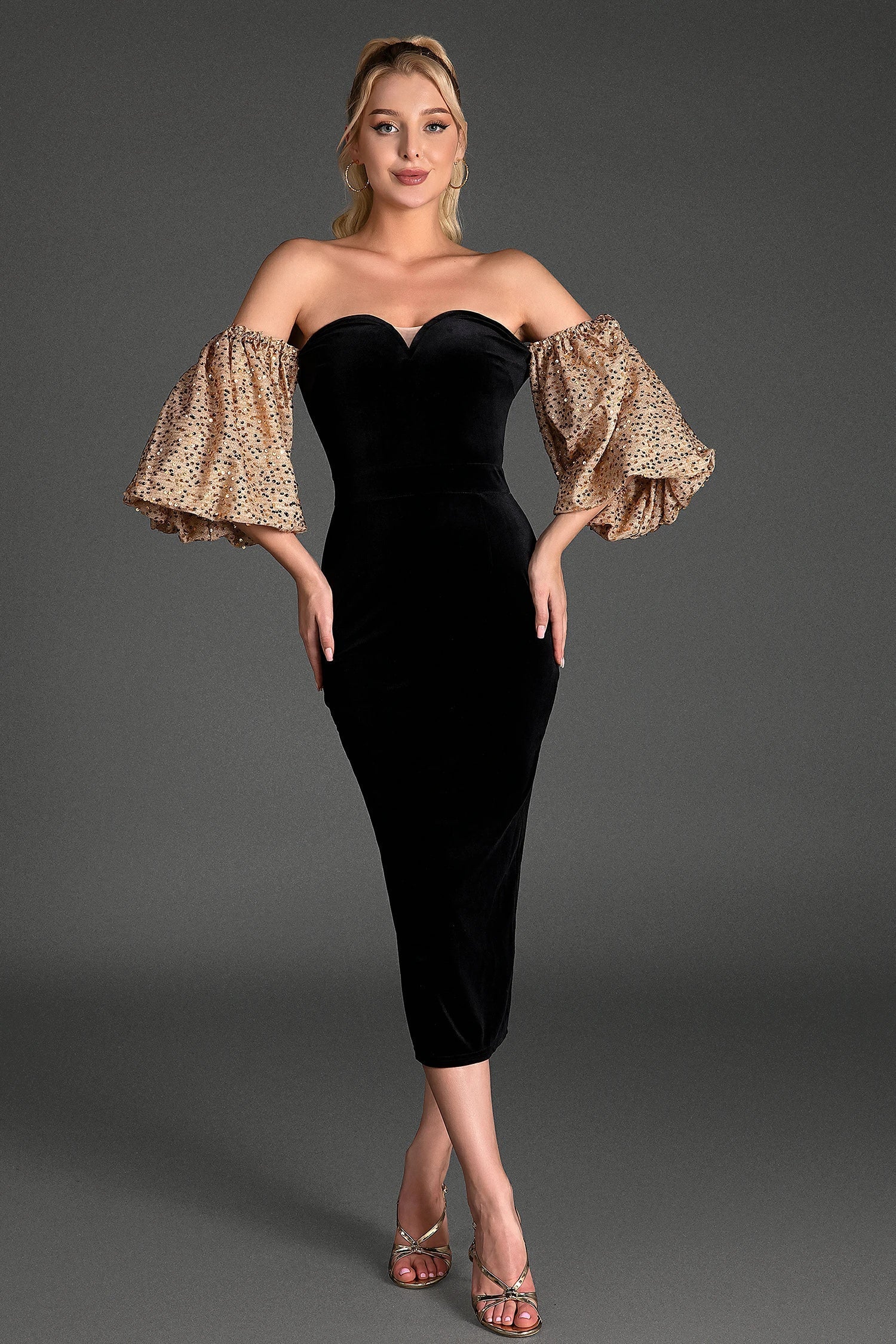 Palide – Patchwork-Midikleid aus Samt