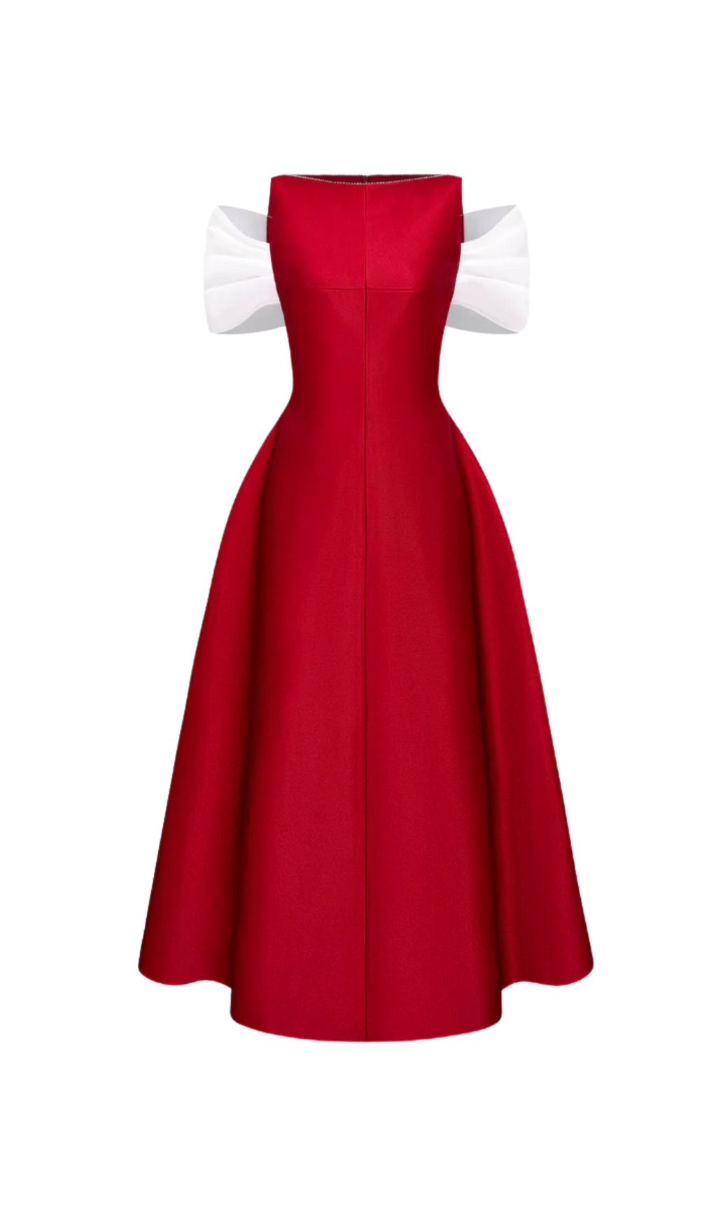 ELFA BOAT-NECK MIDI DRESS IN RED