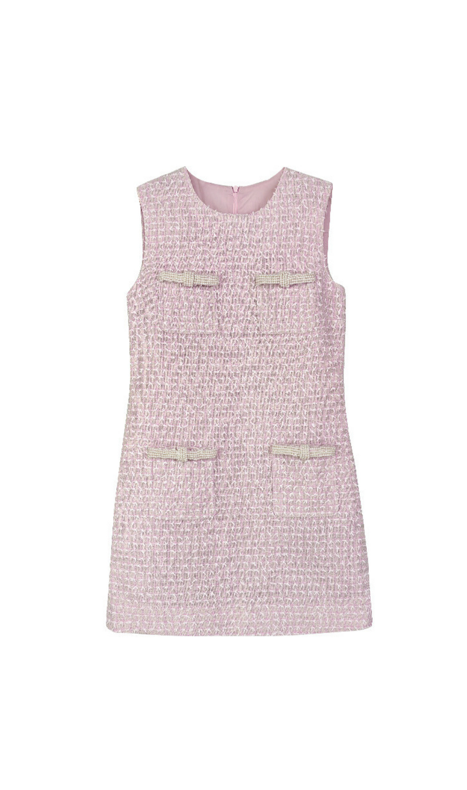 Bouclé-Minikleid mit Perlenbesatz in Rosa