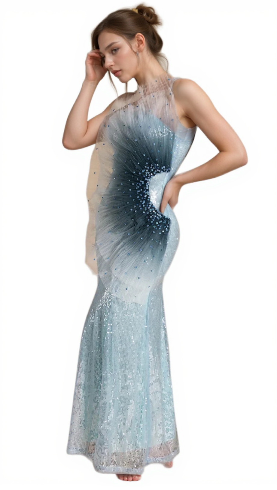 ALYSSA SAMIRA GRADIENT EMBELLISHED MERMAID MAXI DRESS