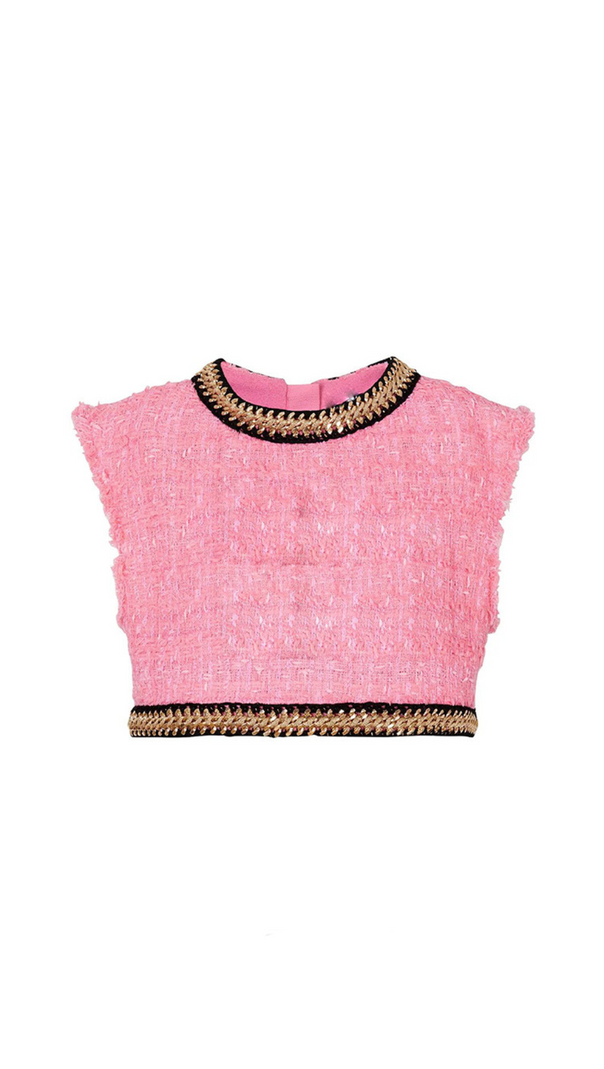 AIIZIE EMBROIDERED CROPPED TOP IN PINK - product image