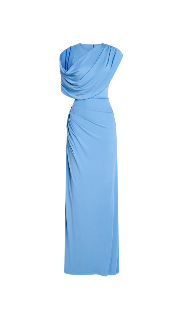 AIIZIE CASI SIDE-SLIT DRAPED JERSEY GOWN IN BLUE - product image