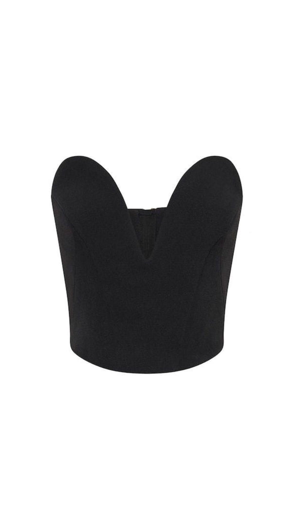 AIIZIE PLUNGE CORSET TOP IN BLACK - product image