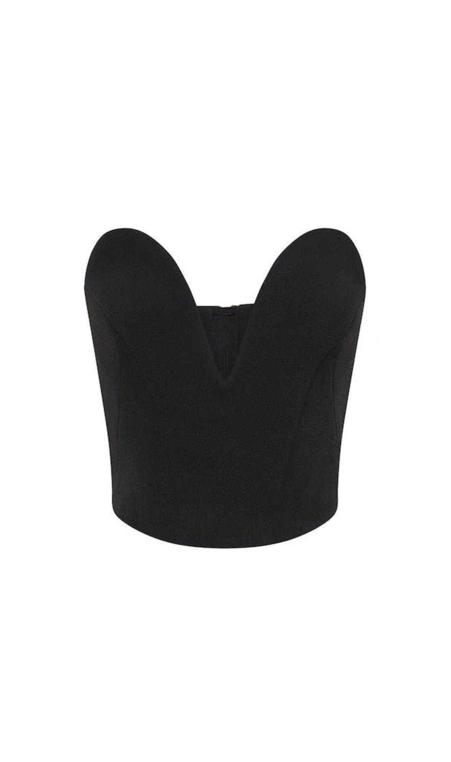 TOP CORSETTO CON SCOLLO A V NERO 