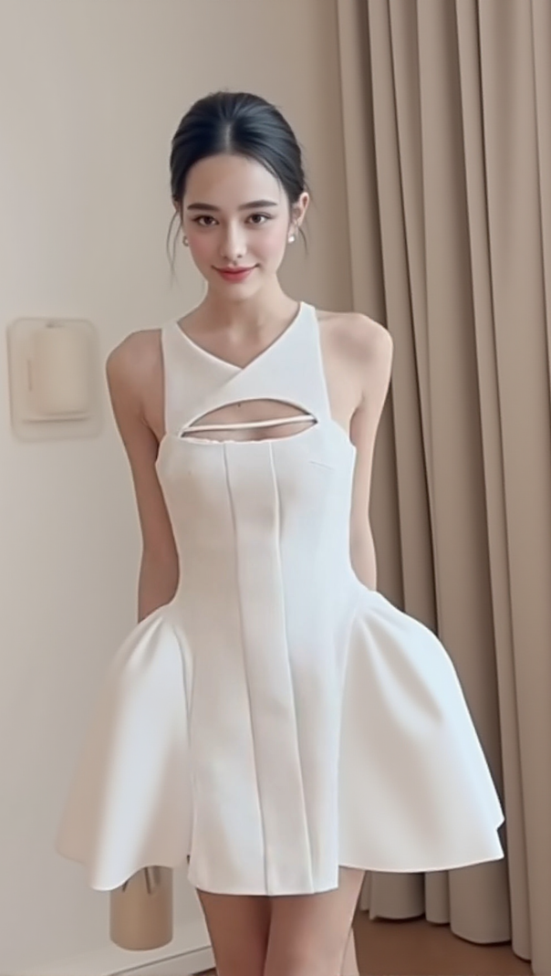 AIIZIE CUT-OUT SLEEVELESS CORSET MINI DRESS IN WHITE - product image