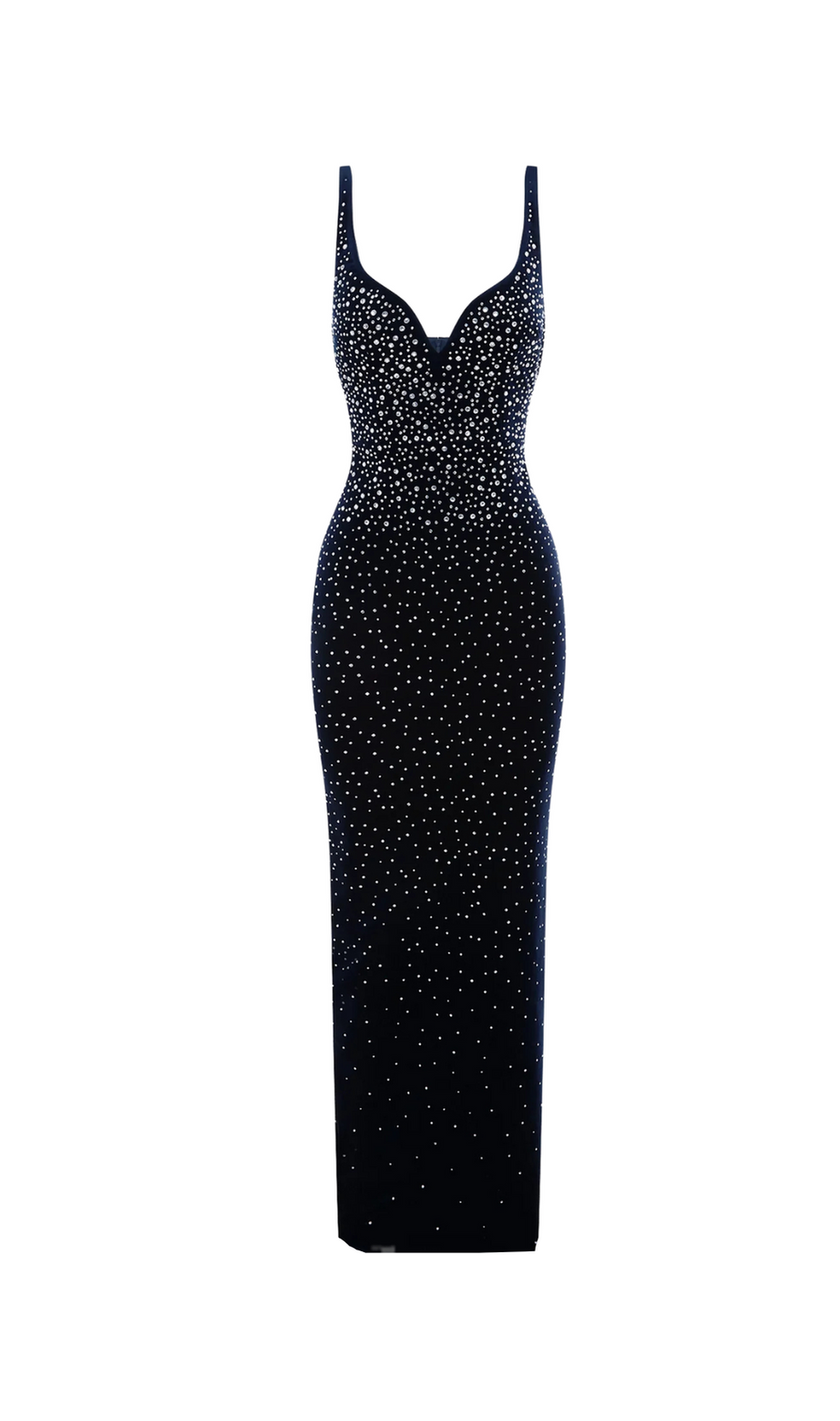 Abito lungo Crystal Velvet Singlet in nero notte