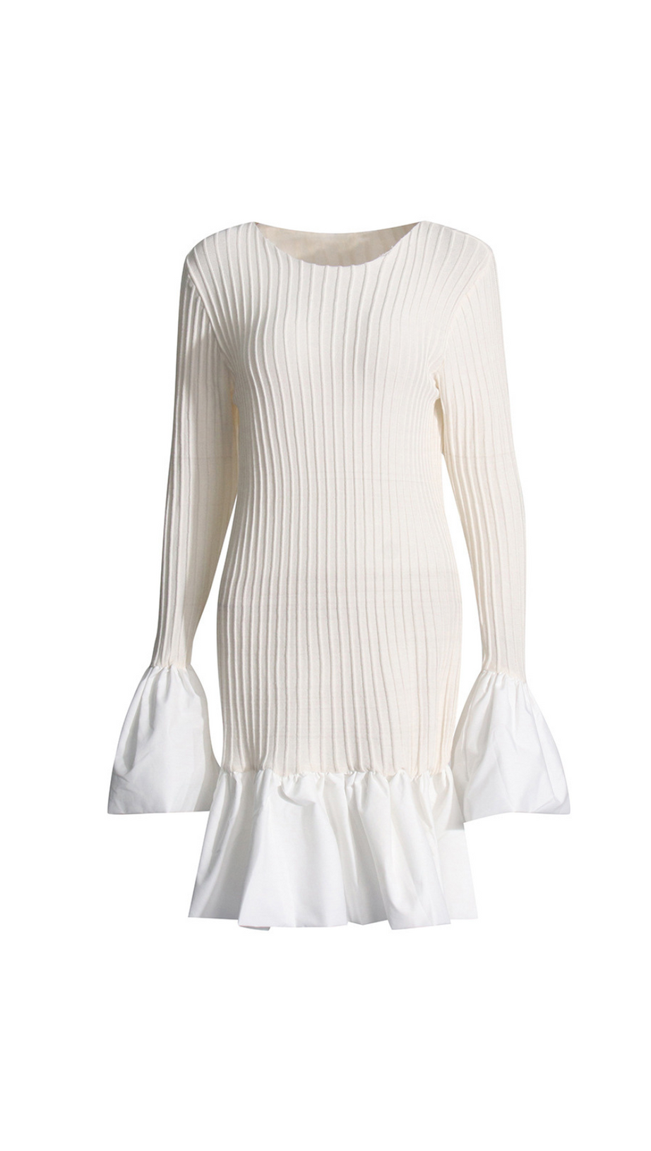 SETLLA WHITE FLUTE SLEEVED TAFFETA MINI DRESS