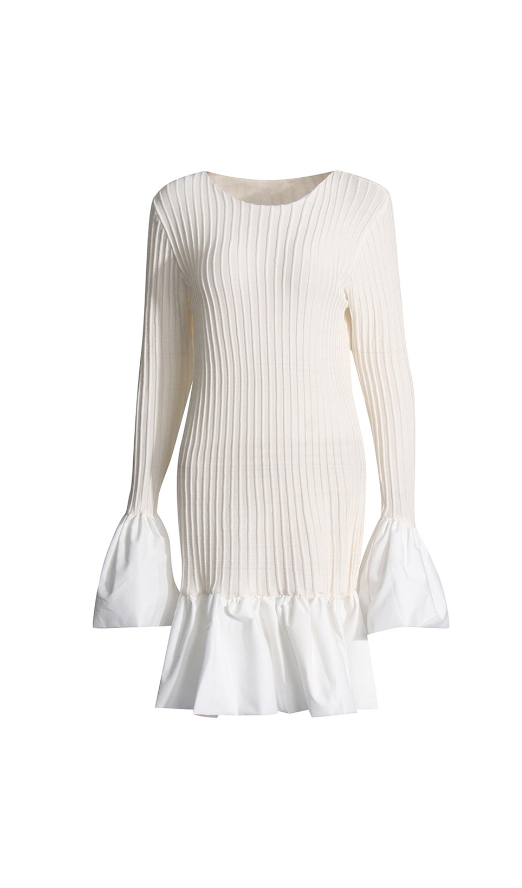 SETLLA WEISSES MINIKLEID AUS TAFT MIT FLÖTENÄRMELN