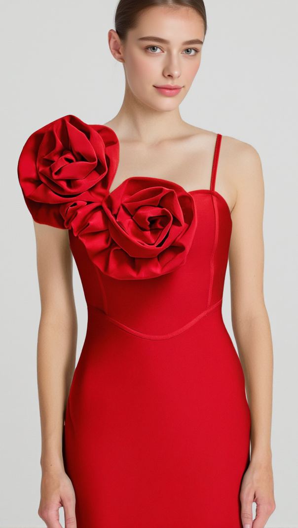AIIZIE HUGE FLOWERS BANDAGE MIDI DRESS - product image
