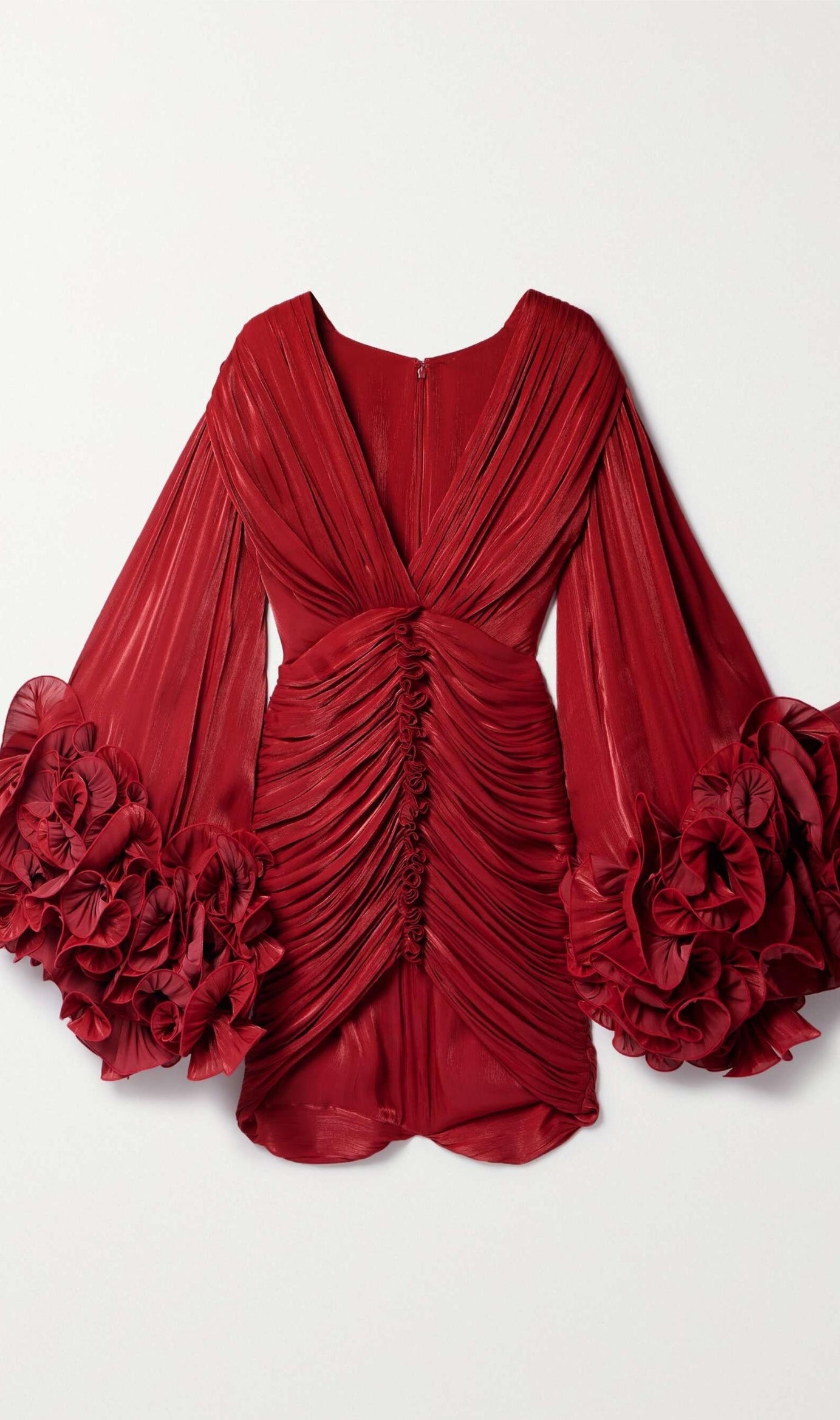 MINIKLEID MIT V-AUSSCHNITT UND 3D-BLUMENMUSTER