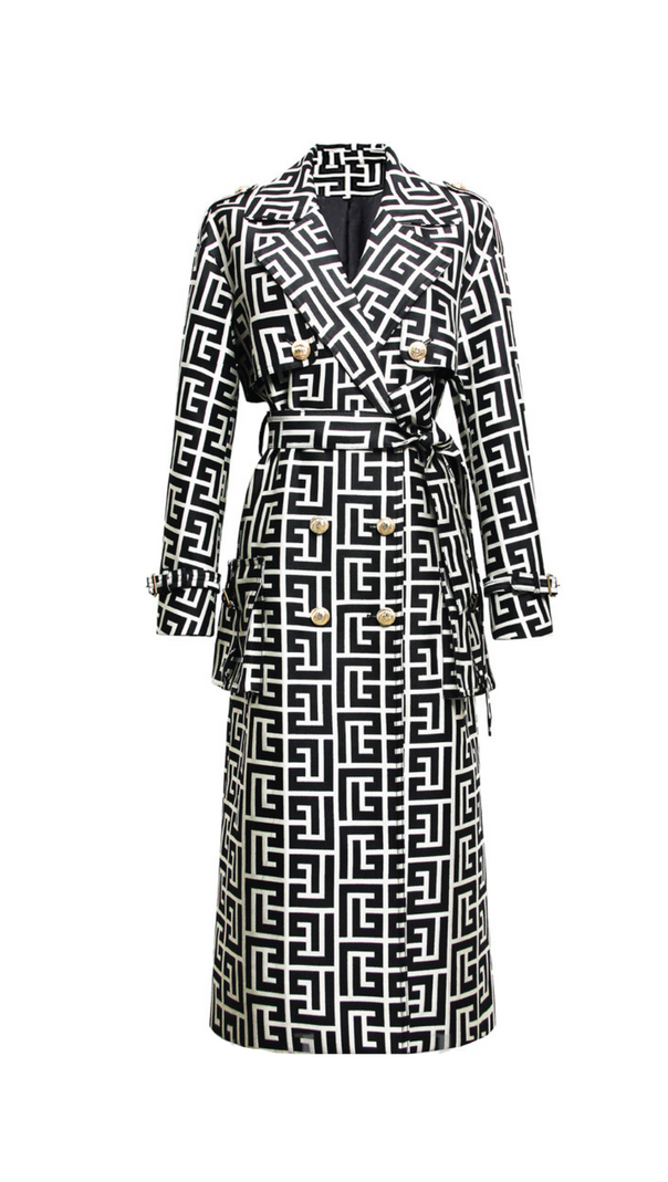 TRENCH NERO CON MONOGRAMMA