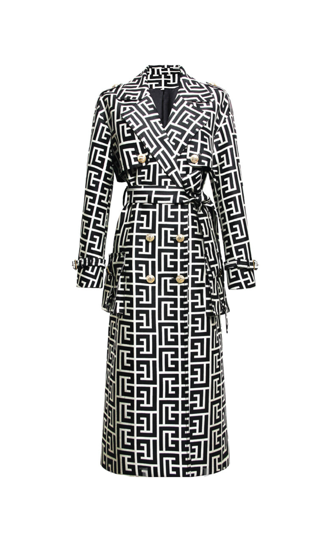 TRENCH NERO CON MONOGRAMMA