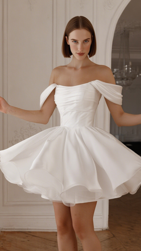 Molly Minikleid mit abnehmbaren Trägern in Hellelfenbein