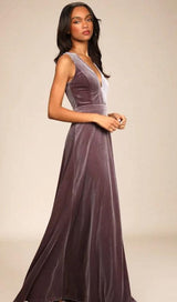 Beautiful Night Dusty Purple Velvet Sleeveless Maxi Dress