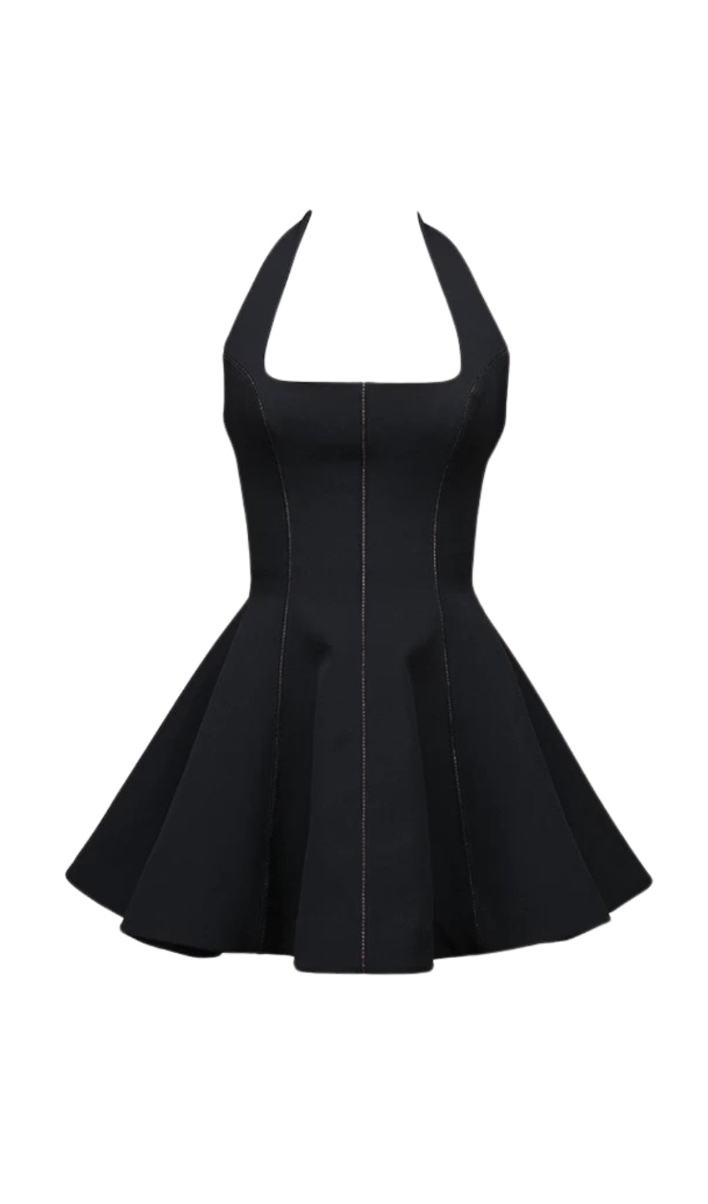 SANDY HALTERNECK BOW-EMBELLISHED MINI DRESS IN BLACK