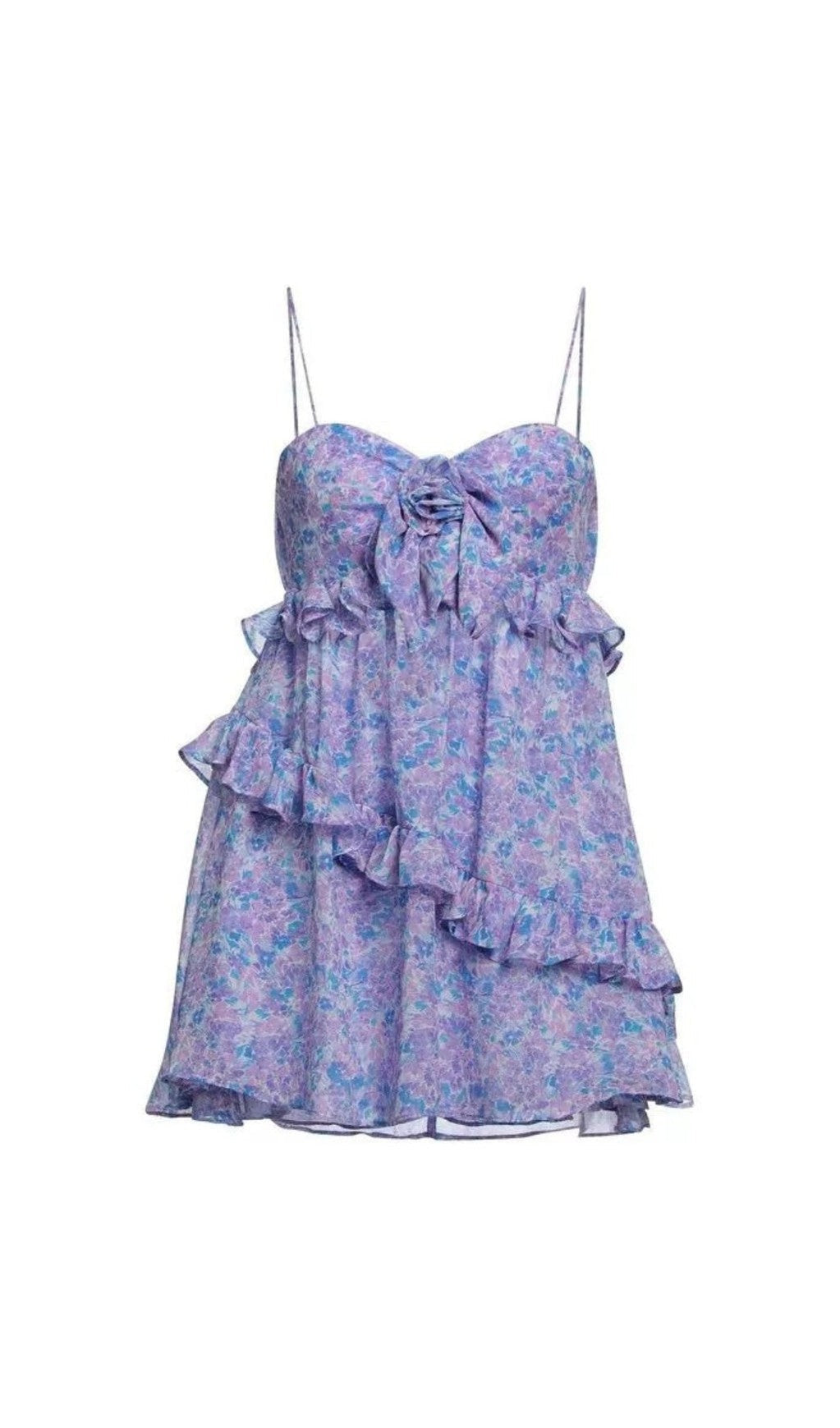 MINI ABITO CON VOLANT E DECORAZIONI FLOREALI