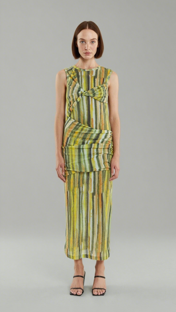 AIIZIE WIND THROUGH TANK DRESS | BRUSH STROKE - product image