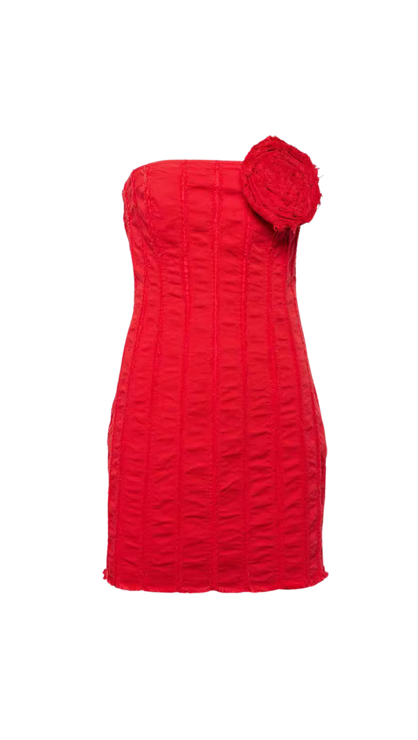 AIIZIE FLORAL-APPLIQUÉ STRAPLESS COTTON JERSEY MINI DRESS - product image