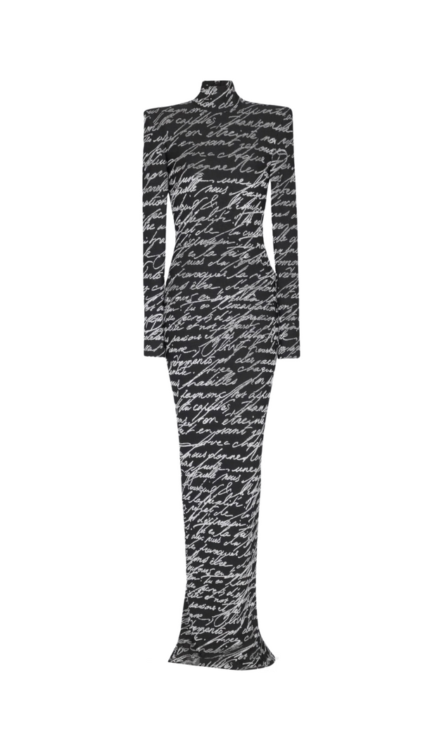 AIIZIE BEXLEY PRINT VELVET LONG SLEEVE MAXI DRESS - product image