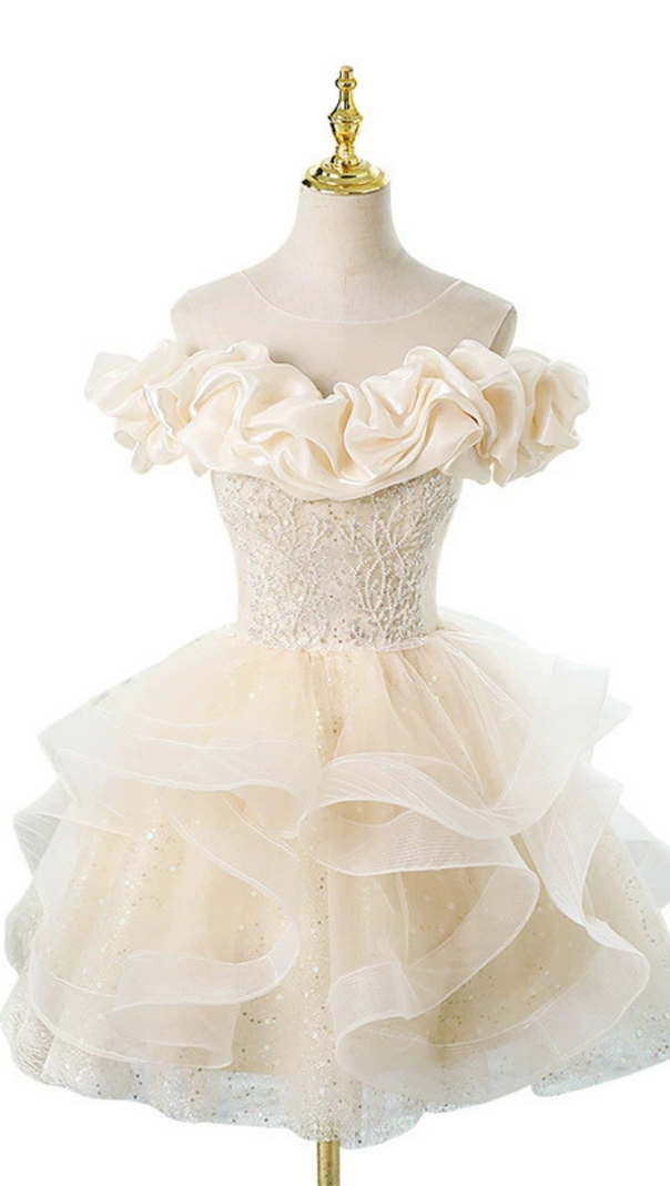 AIIZIE WHITE ANELA OFF SHOULDER SEQUIN MINI DRESS - product image