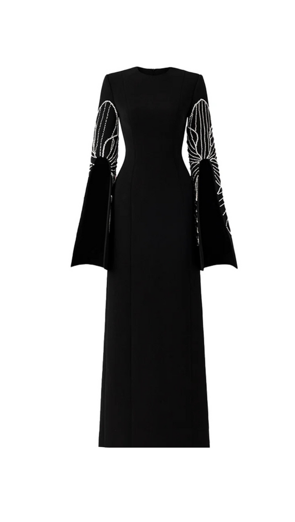 AIIZIE STEPHANIE SLIT-SLEEVE BODYCON MAXI DRESS IN BLACK - product image