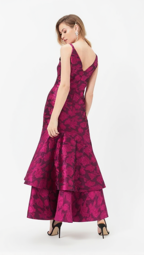 AIIZIE LAYER JACQUARD MAXI DRESS IN RED - product image