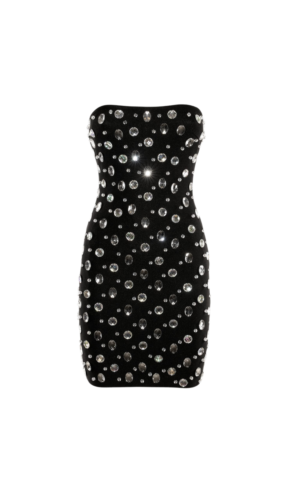 DAPHNE BLACK CRYSTAL EMBELLISHED STRAPLESS MINI DRESS