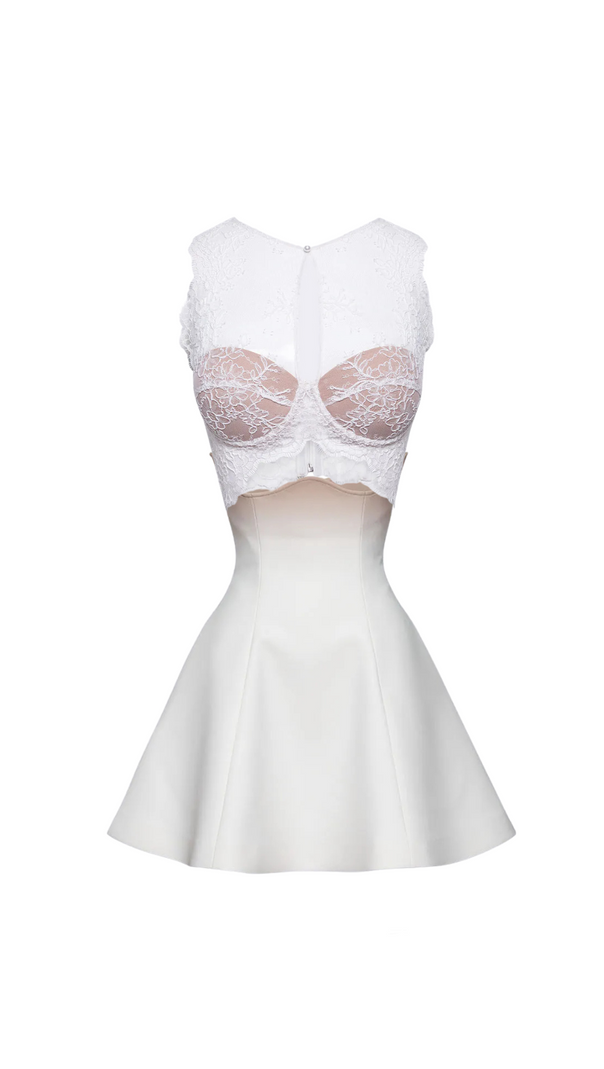 AIIZIE NUDE OMBRE OFF-WHITE UNDER-BUST CORSET MINI SKIRT SET - product image